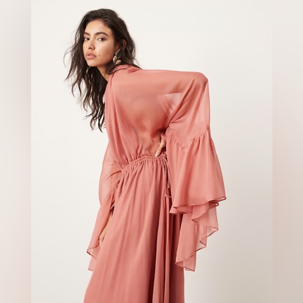 ASOS Dusty Rose Ruffled Maxi Dress - Picture 3 of 4
